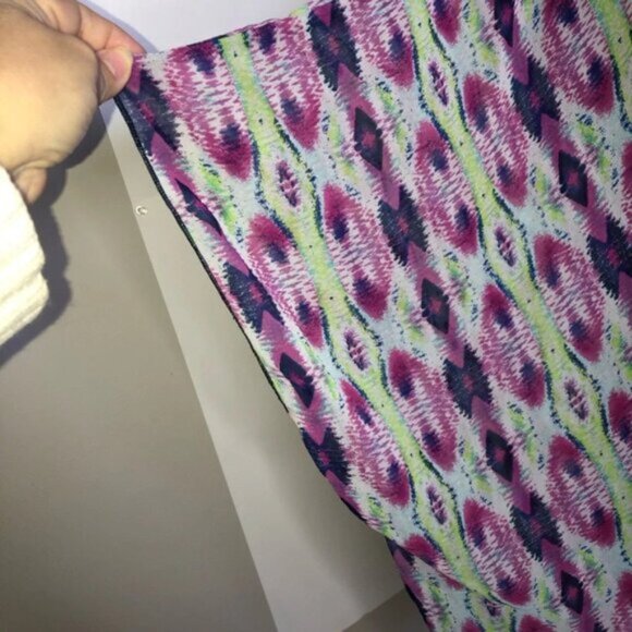 Band of Gypsies Coverup Kimono S/M Abstract Purple Green Polyester Semi Sheer - Picture 4 of 5